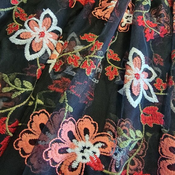 Bcbgeneration Black Multi Floral Embroidered One‎ Shoulder A-Line Dress 6 NWT - Picture 2 of 15